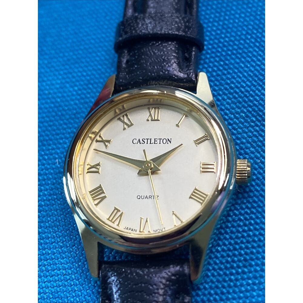 Castleton Ladies Black Buckle Band Analog Watch Quartz New Battery